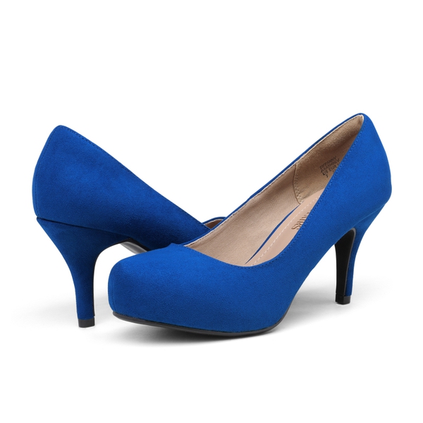 Classic Closed Toe 3 Inch Heels Pumps - ROYAL BLUE - 3